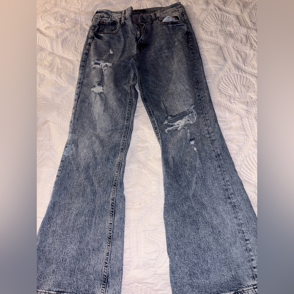 Aeropostale Blue Flare Distressed Jeans